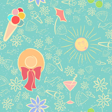 Summer Seamless Pattern with Texture