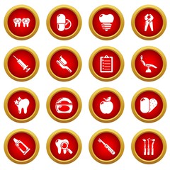 Stomatology dental icons set. Simple illustration of 16 stomatology dental vector icons for web