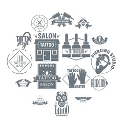 Tattoo logo icons set. Simple illustration of 16 tattoo logo vector icons for web
