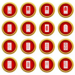 Door icons set. Simple illustration of 16 door vector icons for web
