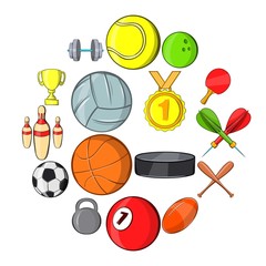 Sport icons set in hand-drawn style isolated on white background