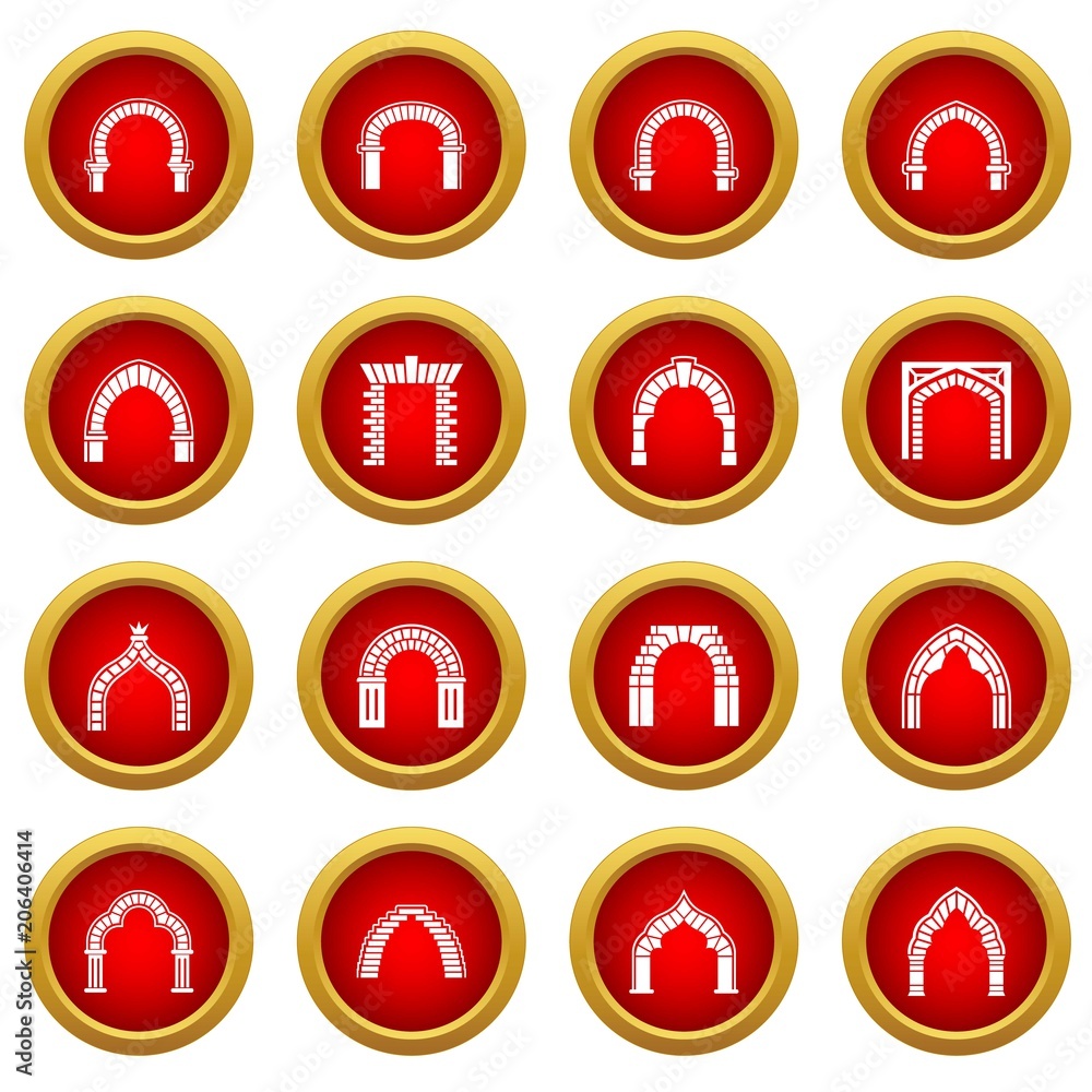 Poster arch types icons set. simple illustration of 16 arch types vector icons for web
