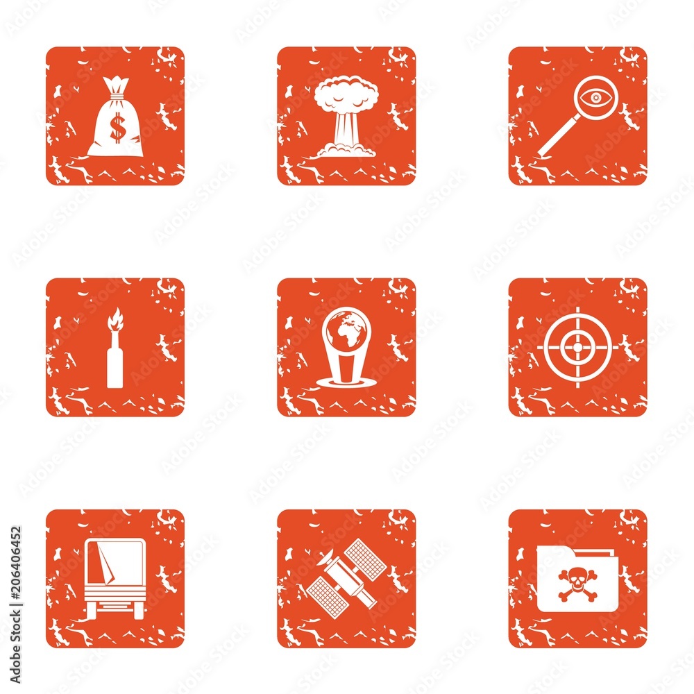 Poster impact icons set. grunge set of 9 impact vector icons for web isolated on white background