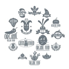 Vegetables smile logo icons set. Simple illustration of 16 vegetables smile logo vector icons for web