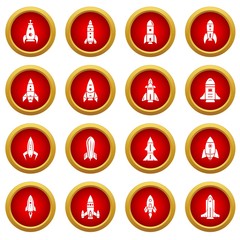 Rocket icons set. Simple illustration of 16 rocket vector icons for web