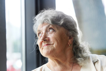 Elderly pensioner woman face