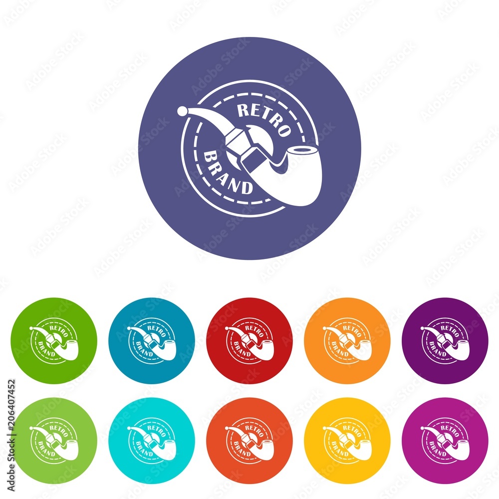 Poster retro brand icons color set vector for any web design on white background