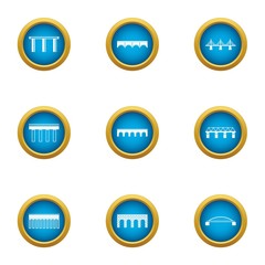 Overpass icons set. Flat set of 9 overpass vector icons for web isolated on white background
