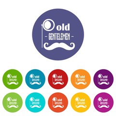 Old gentlemen icons color set vector for any web design on white background