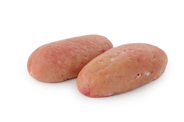 raw bull testicles on white background