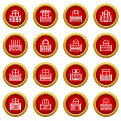 Balcony window icons set. Simple illustration of 16 balcony window vector icons for web