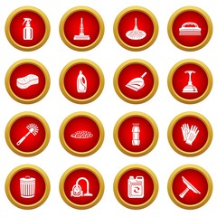 Cleaning icons set. Simple illustration of 16 cleaning vector icons for web