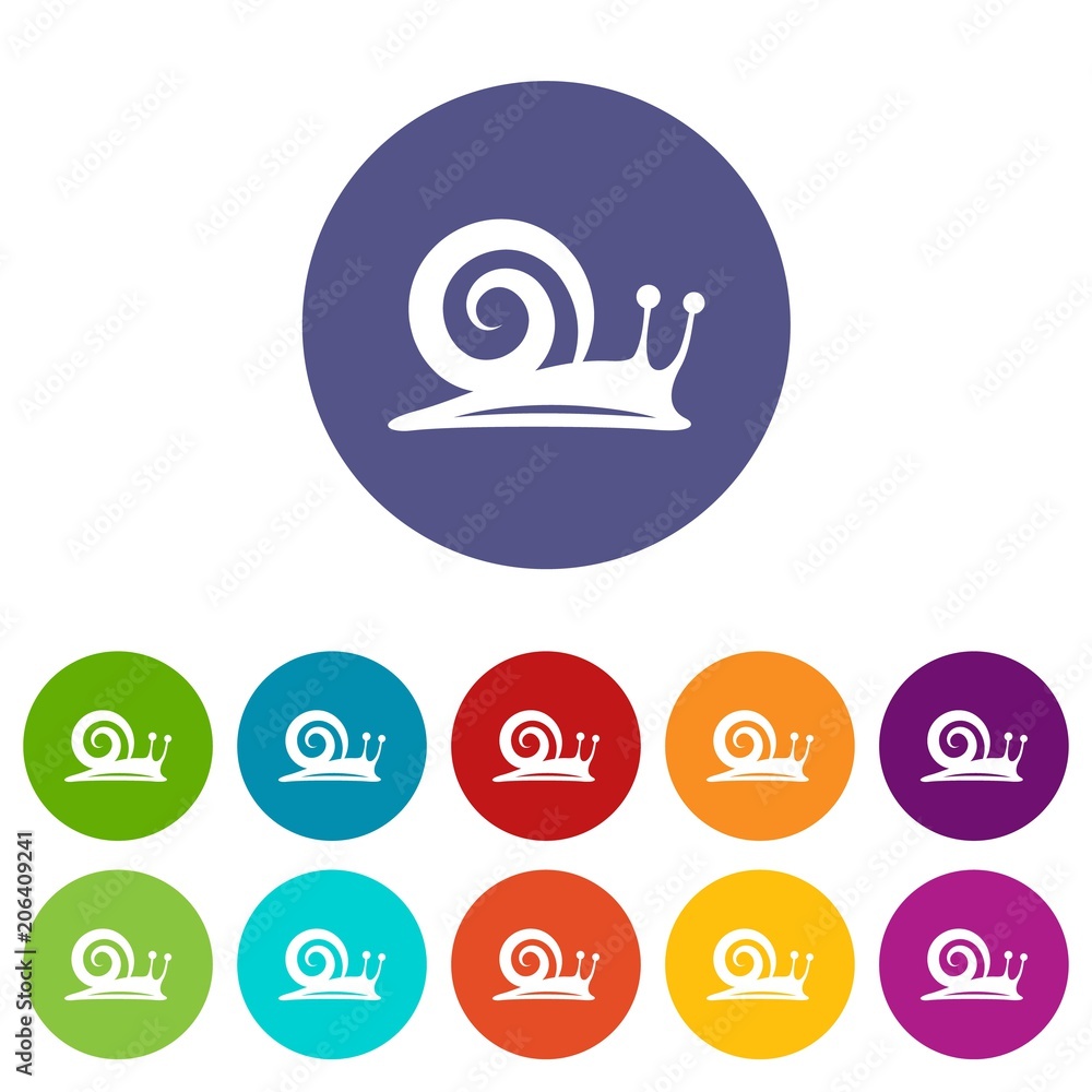 Poster snail icons color set vector for any web design on white background