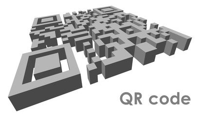 3D QR code (abbreviated from Quick Response code) in perspective. Vector