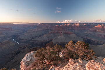 Nostalgic pichture of sunset at Grand Canyon Mohave Point, Arizona