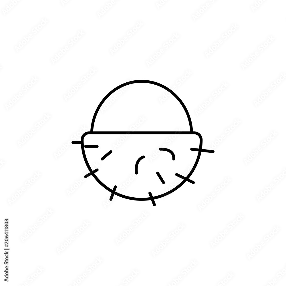 Poster sliced coconut line icon. element of fruits and vegetables for mobile concept and web apps. thin lin