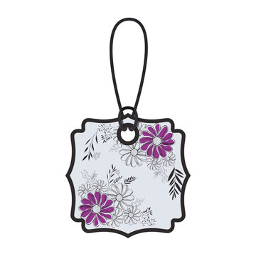 commercial tag hanging with floral decoration vector illustration design