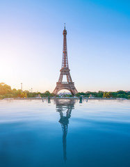 Fototapeta na wymiar The eiffel tower in Paris at sunrise morning