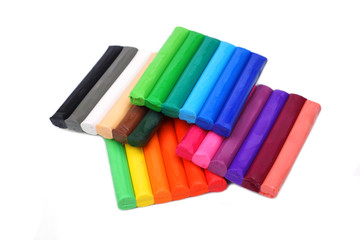 Colorful clay sticks for kids isolated on white