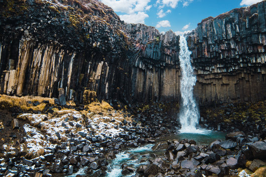 Landscape of waterfall in mountains