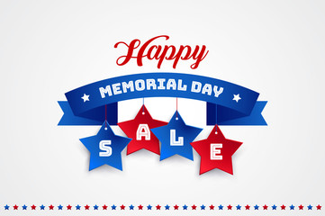 Memorial Day Sale ribbon banner vector illustration