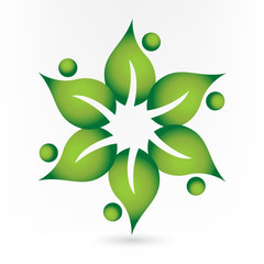 Logo teamwork leaf nature health id card vector image