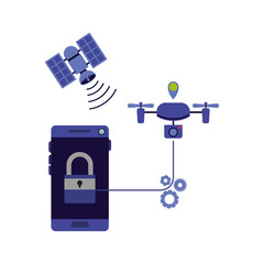 set satellital technology icons vector illustration design