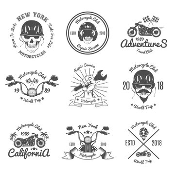 Set of Vintage Emblem For Motorcycle Club.Biker Club.Vector illustration