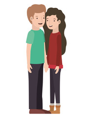 young couple avatars characters vector illustration design