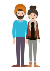 young couple avatars characters vector illustration design