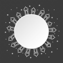 Ramadan Kareem greeting card design paper round with pattern ornament mosque 