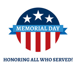 Memorial Day Stars and Stripes Banner Emblem