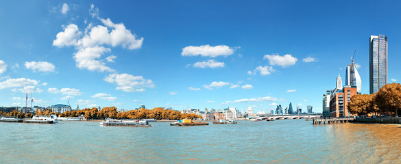 London, view over river Thames on St. Paul's cathedral and Blackfriars bridge