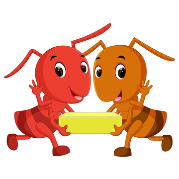 Cartoon ants holding cheese slice