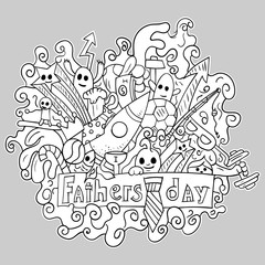 black outline illustration in the style of fathers day Doodle theme