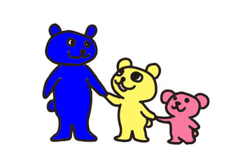 Fototapeta premium クマ 兄弟 親子 家族 イラスト