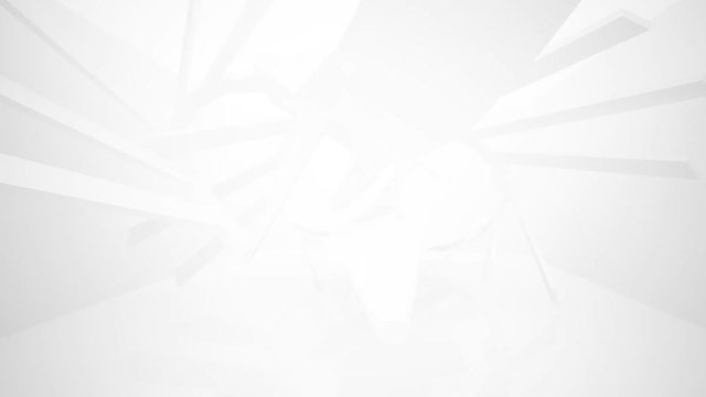 Abstract white interior multilevel public space with window. 3D animation and rendering.