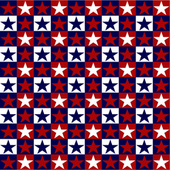 Stars in Red White and Blue Squares Pattern Background