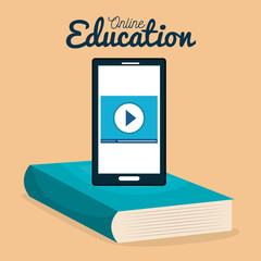 on line education with smartphone vector illustration design