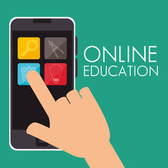 on line education with smartphone vector illustration design