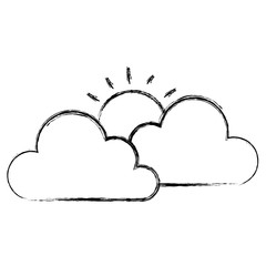 clouds sky with sun vector illustration design