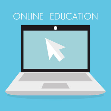 on line education with laptop vector illustration design