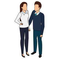Fototapeta premium business couple avatars characters vector illustration design