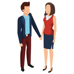 business couple avatars characters vector illustration design