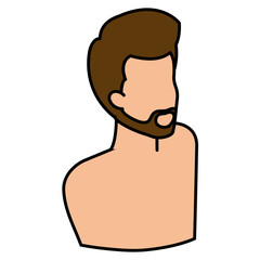 young man shirtless avatar character vector illustration design