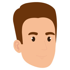 young man head avatar character vector illustration design