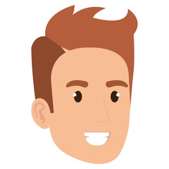 young man head avatar character vector illustration design