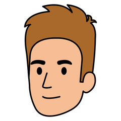 young man head avatar character vector illustration design