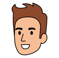 young man head avatar character vector illustration design