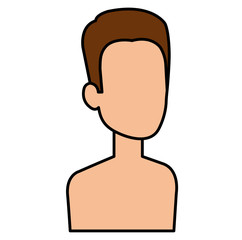 young man shirtless avatar character vector illustration design